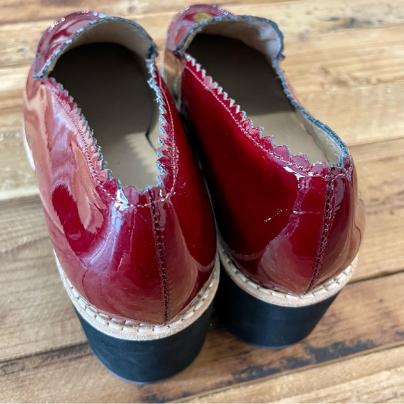 Eileen Fisher Harria Platform Maroon Patent Loafers - Picture 4 of 13